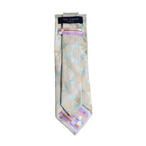 Ted Baker London 100% Silk Tie |  Mint Green & Gold Beige Polka Dot